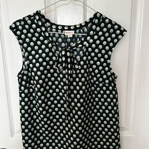 Merona Deep Green, Black and White Polka Dot Women's Top